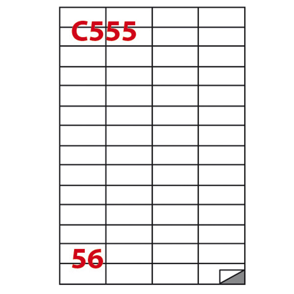 Etichetta adesiva C555 - permanente - 52,5x21,2 mm - 56 etichette per foglio - bianco - Markin - scatola 100 fogli A4