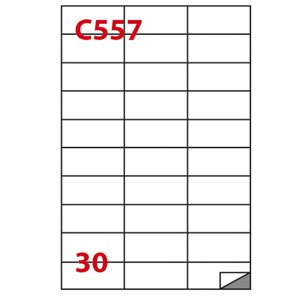 Etichetta adesiva C557 - permanente - 70x29,7 mm - 30 etichette per foglio - bianco - Markin - scatola 100 fogli A4