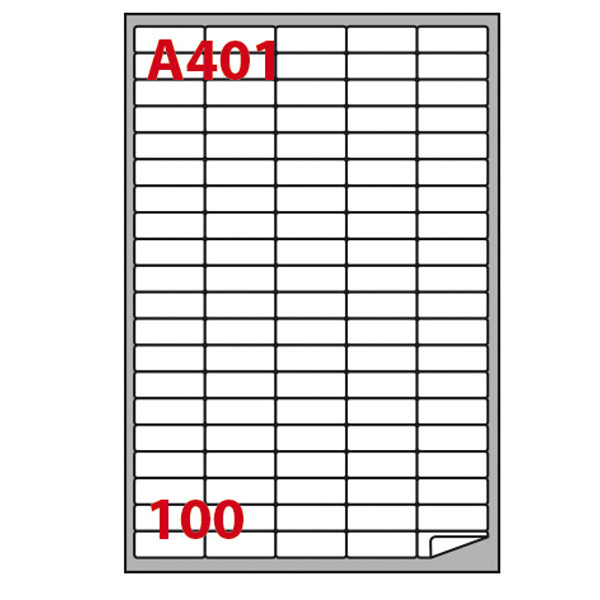 Etichetta adesiva A401 - permanente - 37x14 mm - 100 etichette per foglio - bianco - Markin - scatola 100 fogli A4