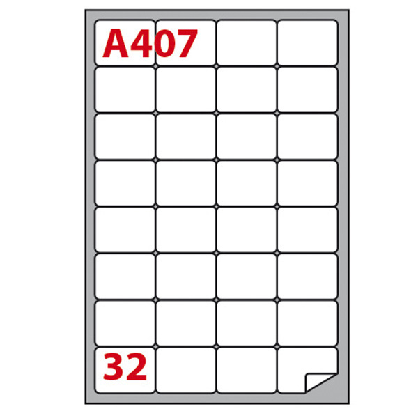 Etichetta adesiva A407 - permanente - 47,5x35 mm - 32 etichette per foglio - bianco - Markin - scatola 100 fogli A4