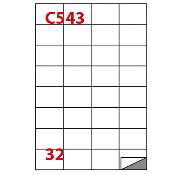 Etichetta adesiva C543 - permanente - 52,5x37 mm - 32 etichette per foglio - bianco - Markin - scatola 100 fogli A4