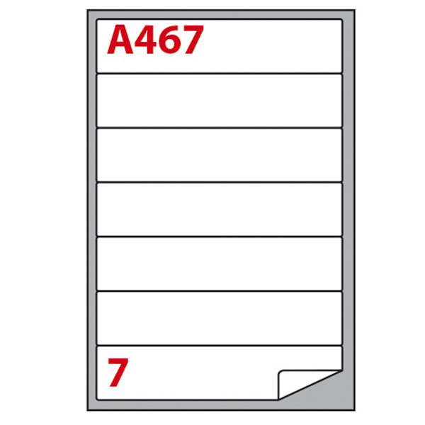 Etichetta adesiva A467 - permanente - 190x38 mm - 7 etichette per foglio - bianco - Markin - scatola 100 fogli A4