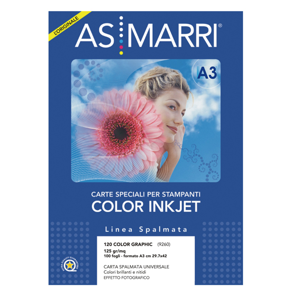 Carta inkjet - A3 - 125 gr - effetto opaco - bianco - As Marri - conf. 100 fogli