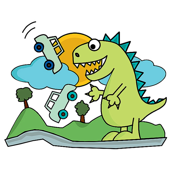 Adesivo murale removibile - Dino Cars - taglia M (33.5x42 cm) - Wallskin