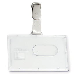 Portabadge rigido Pocket - clip in plastica - 5,3x8,5 cm - Fellowes