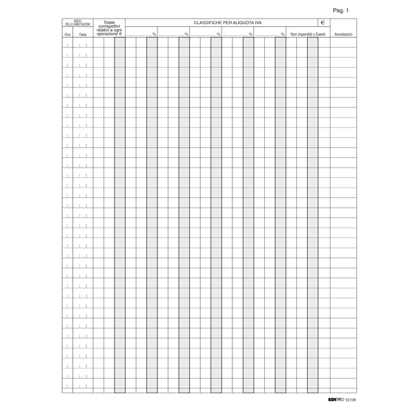 Registro Iva corrispettivi per mancato funzionamento registro cassa - 31 x 24,5cm - 46pg - pagine numerate - Edipro