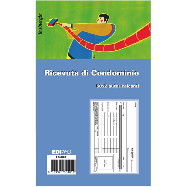 Blocco ricevute condominio - 50/50 fogli autoricalcanti - 9,9 x 17cm - Edipro