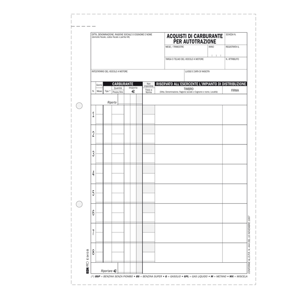 Blocco prelievo carburante - 23 x 14,8cm - 13 fogli - Edipro