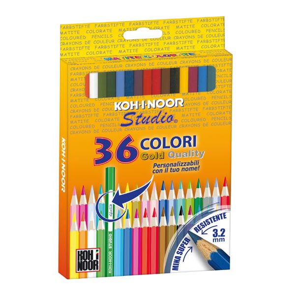 Matite colorate Studio - Ø mina 2,8mm - colori assortiti Koh.I.Noor - Astuccio 36 pastelli colorati