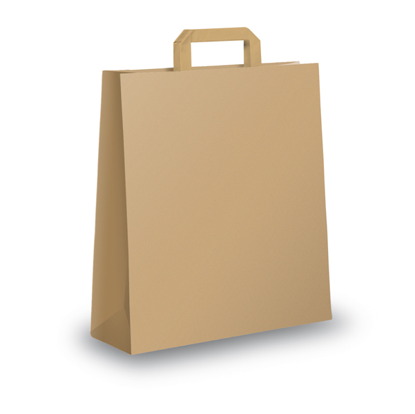 Shopper in carta - maniglie piattina - 36 x 12 x 41cm - avana - conf. 25 sacchetti