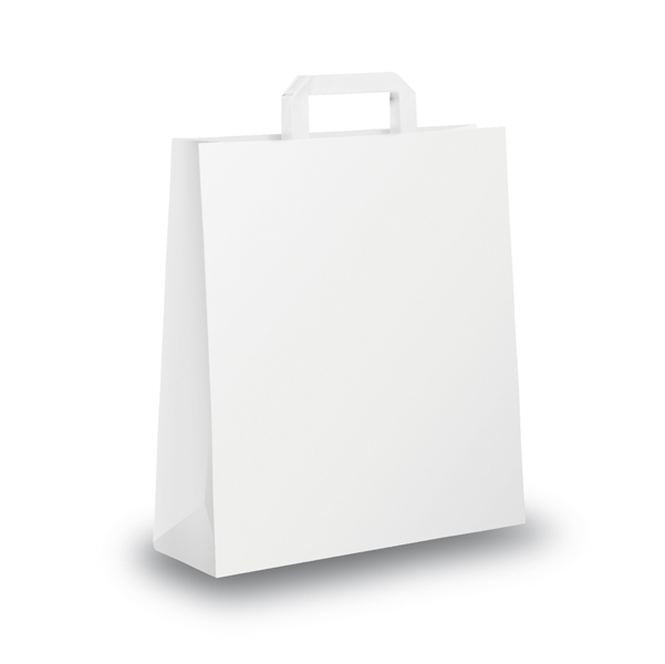 Shopper carta - maniglia piattina - 18 x 8 x 25 cm -  bianco - conf. 25 sacchetti