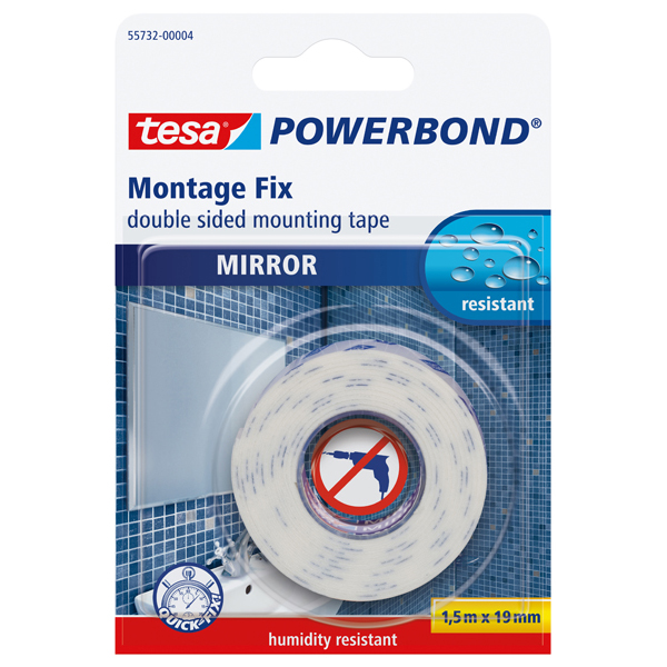 Nastro biadesivo per specchi Tesa® Powerbond - 1,5 mt x 19 mm - bianco - Tesa® -blister 1 pezzo