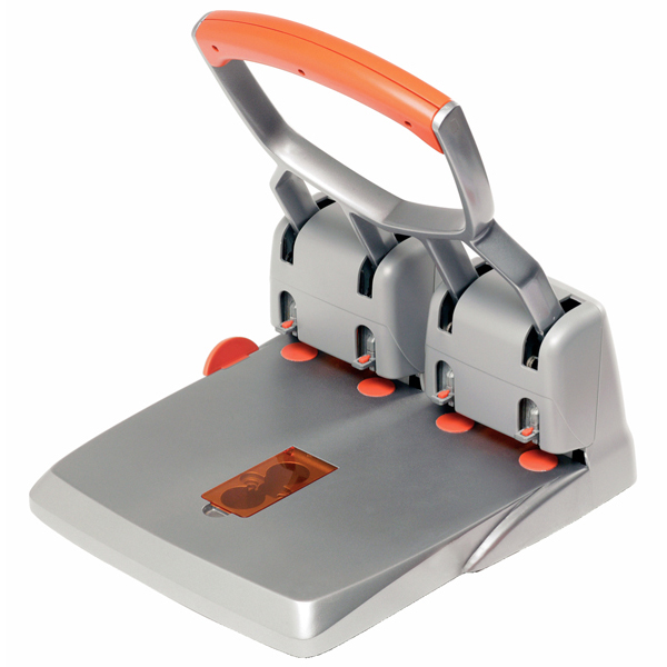 Perforatore HDC150 - massimo 150 fogli - 4 fori - passo 8 cm - grigio/arancio - Rapid