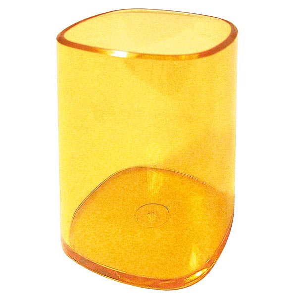 Portapenne a bicchiere - 6,5x6,5x9,5 cm - trasparente arancio - Arda