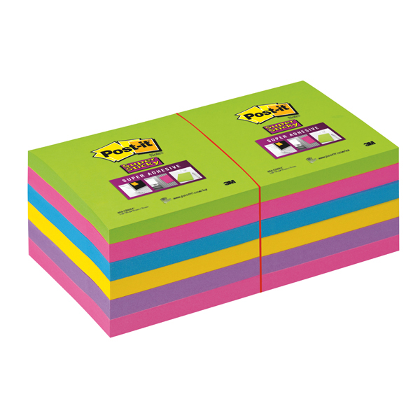 Blocco foglietti Post it® Super Sticky - colori Ultra - 76 x 76mm - 90 fogli - Post it®