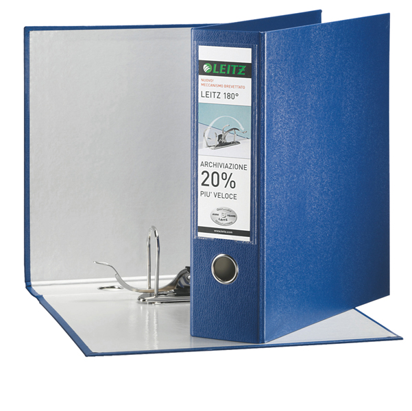 Registratore Leitz 180° G63 - dorso 8 cm - commerciale 23x30 cm - blu - Leitz