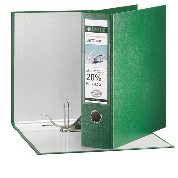 Registratore Leitz 180° G63 - dorso 8 cm - commerciale 23x30 cm - verde - Leitz