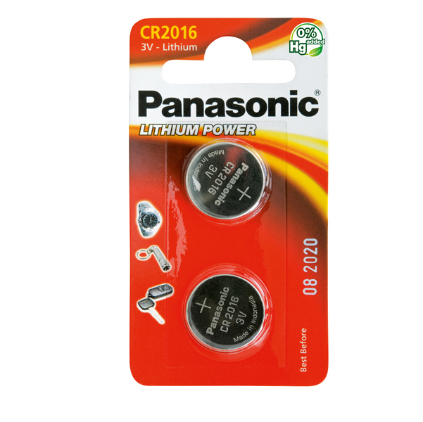Micropile CR2016 - 3V - a pastiglia - litio - Panasonic - blister 2 pezzi
