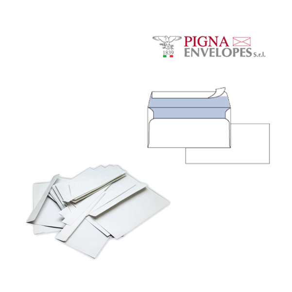 Busta bianca senza finestra - serie Edera Strip - 114x162 mm - 90 gr - Pigna - conf. 25 pezzi