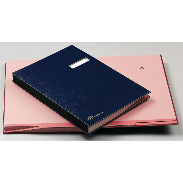 Libro firma - 18 intercalari - con porta etichette - 24x34 cm - blu - Fraschini