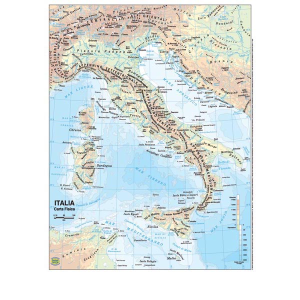 Carta geografica Italia - scolastica - plastificata - 297x420 mm - Belletti
