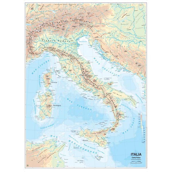 Carta geografica Italia - scolastica - murale - Belletti