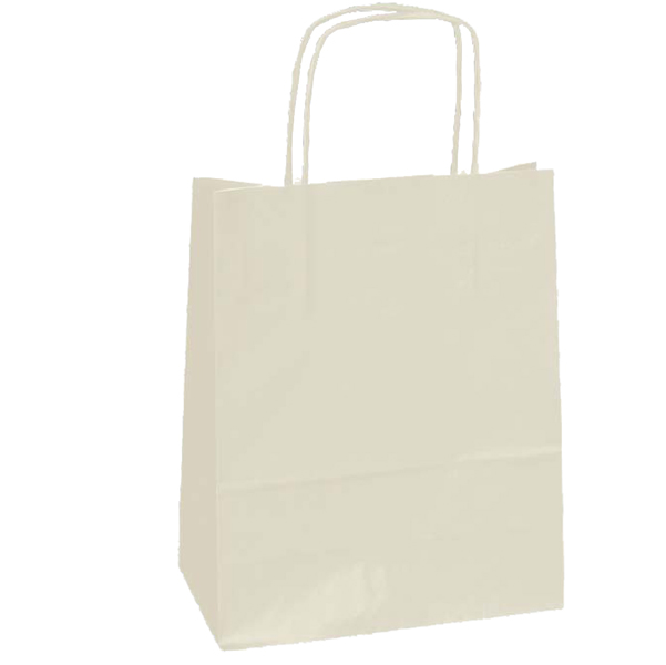 Shopper in carta - maniglie cordino - 22 x 10 x 29cm - avorio - conf. 25 sacchetti