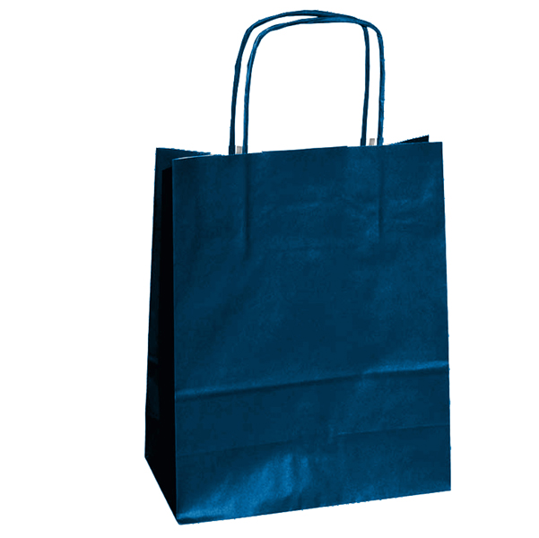 Shopper in carta - maniglie cordino - 45 x 15 x 50cm - blu - conf. 25 sacchetti