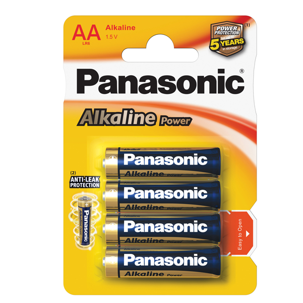 Pile Stilo AA - 1,5V - alcalina - Panasonic - blister 4 pezzi