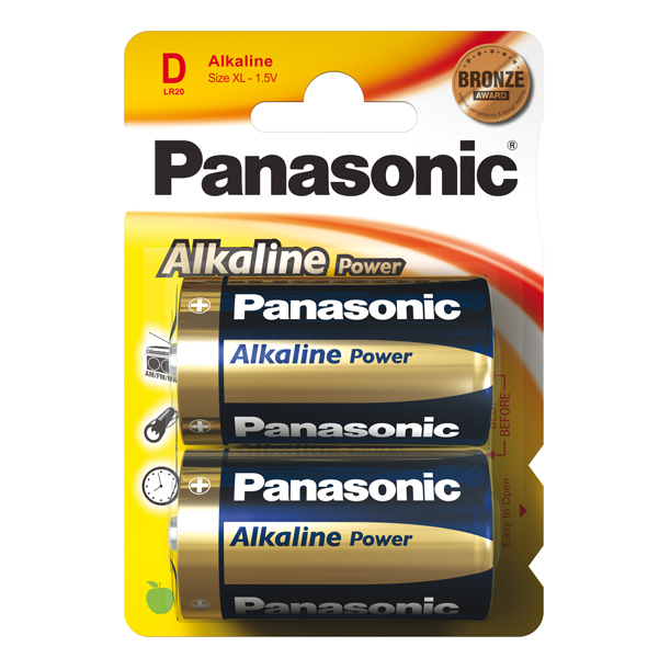 Pile Torcia D - 1,5V - alcalina - Panasonic - blister 2 pezzi