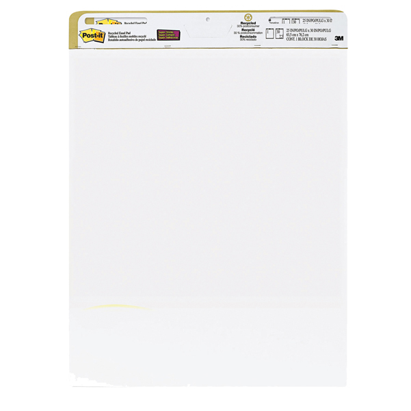 Blocco da parete Super Sticky - 30 fogli in carta riciclata - 63,5x77,5 cm - bianco - Post it®