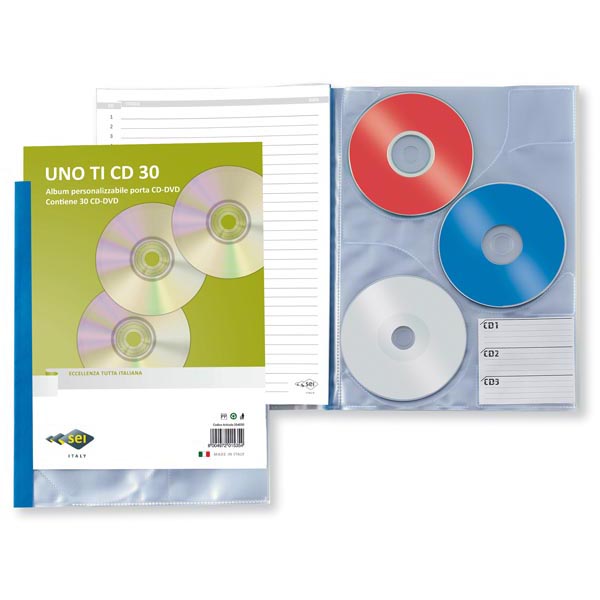 Porta CD/DVD personalizzabile Uno Ti CD - 30 tasche - 220x300 mm - Sei Rota