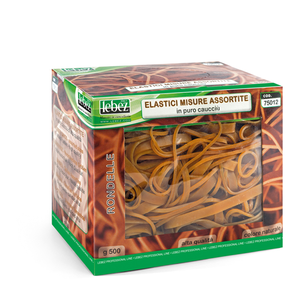 Elastici - caucciù - misure assortite - Lebez - scatola da 500 gr