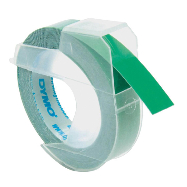 ***Nastro a rilievo - 9mmx3mt - bianco/verde per dymo 1540/1575