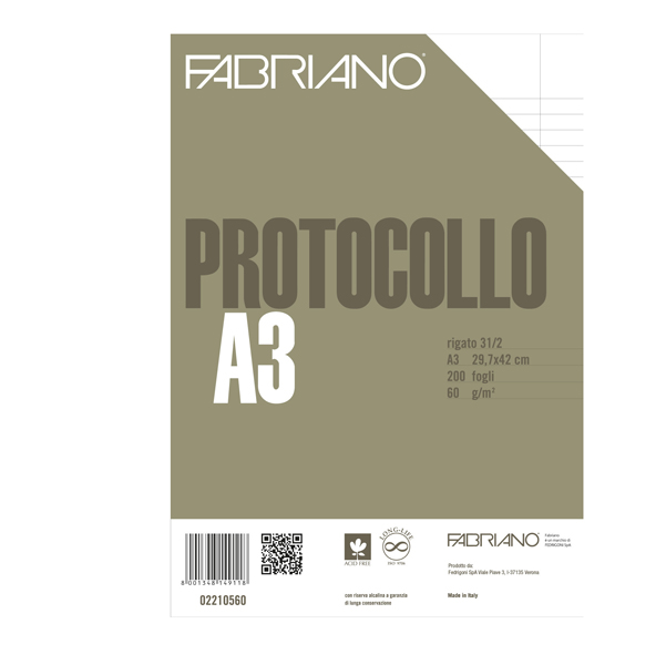 Protocollo A4 1rigo c/margine 200fg 60gr fabriano