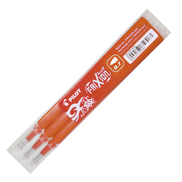 Refill a sfera Frixionball- punta 0,7mm - arancio  - Pilot - conf. 3 pezzi