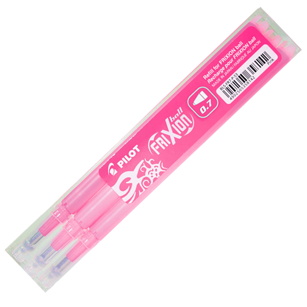 Refill a sfera Frixionball - punta 0,7mm - rosa - Pilot - conf. 3 pezzi