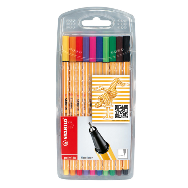 Fineliner Point 88 - colori assortiti - Stabilo - astuccio 10 colori