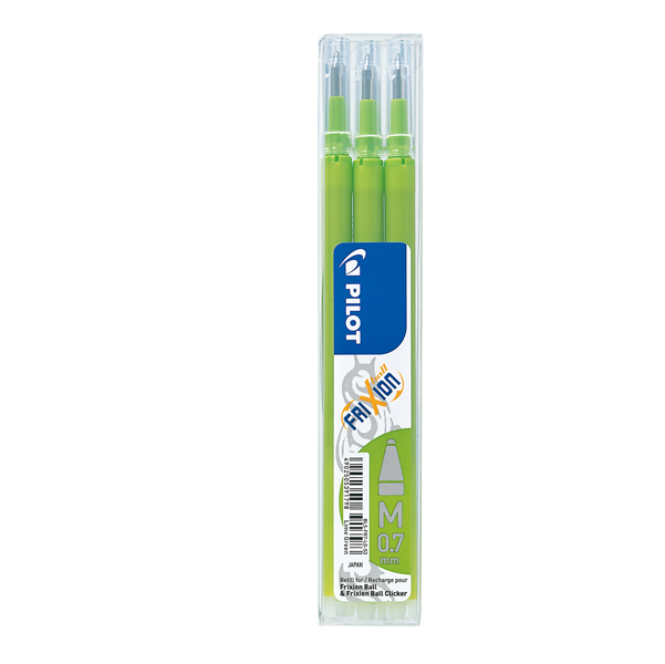 Refill a sfera Frixionball - punta 0,7mm - verde chiaro - Pilot - conf. 3 pezzi