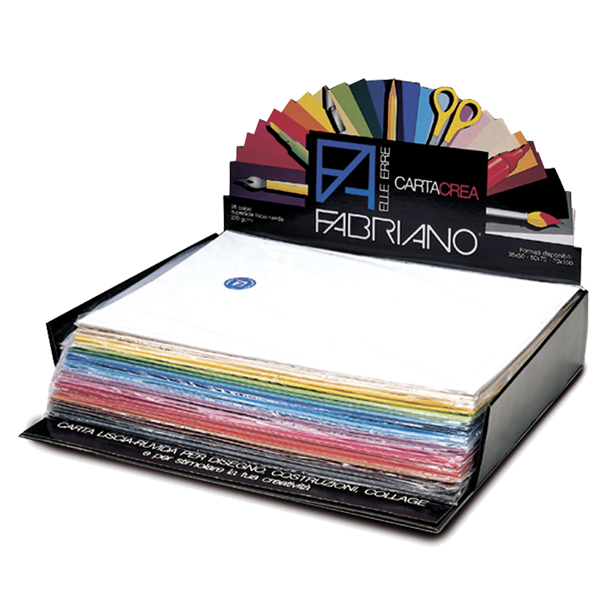 Cartoncino Cartacrea - 35x50cm - 220gr - colori assortiti - Fabriano - Expo 260 pezzi