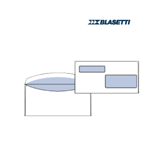 Busta bianca con 2 finestre - serie Large - lembo gommato - 115x227 mm - 90 gr - Blasetti - conf. 500 pezzi