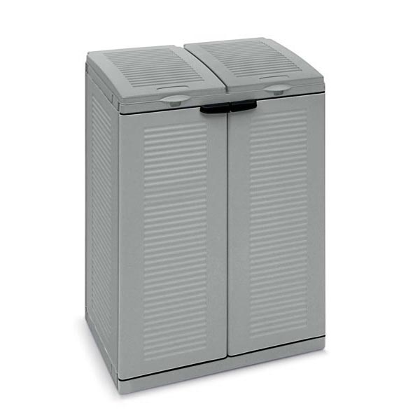 Contenitore EcoCab 2 per raccolta differenziata - 68x39x88,7 cm - 2 portasacco da 110 L ciascuno - grigio/nero - Terry