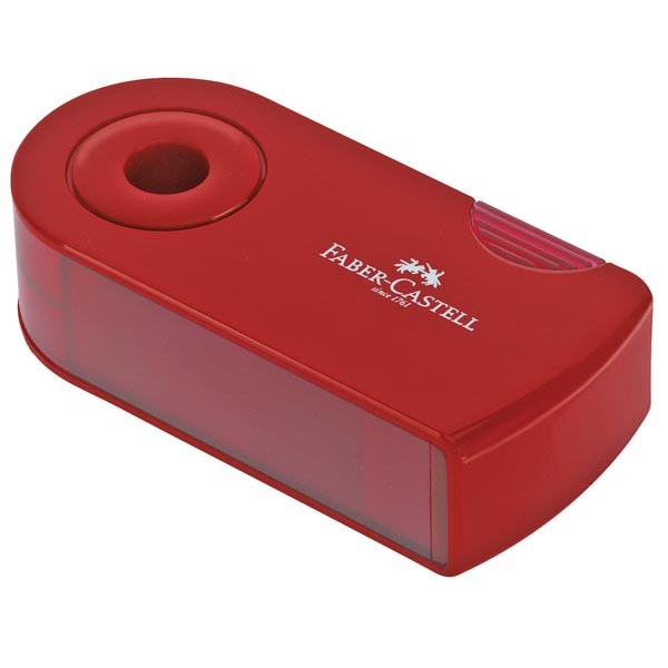 Temperamatite Sleeve con contenitore - 2 fori - con serbatoio - 70x34x20mm - rosso e blu assortiti - Faber Castell