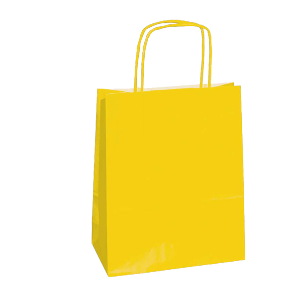 Shopper in carta - maniglie cordino - 36 x 12 x 41cm - giallo - conf. 25 sacchetti