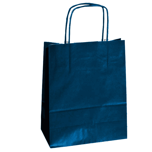 Shopper in carta - maniglie cordino - 36 x 12 x 41cm - blu - conf. 25 sacchetti