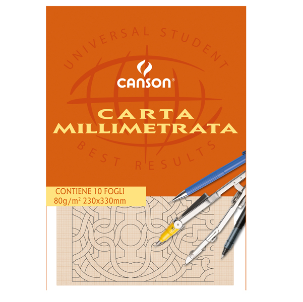 Blocco carta opaca millimetrata 230x330mm 10fg 80gr canson