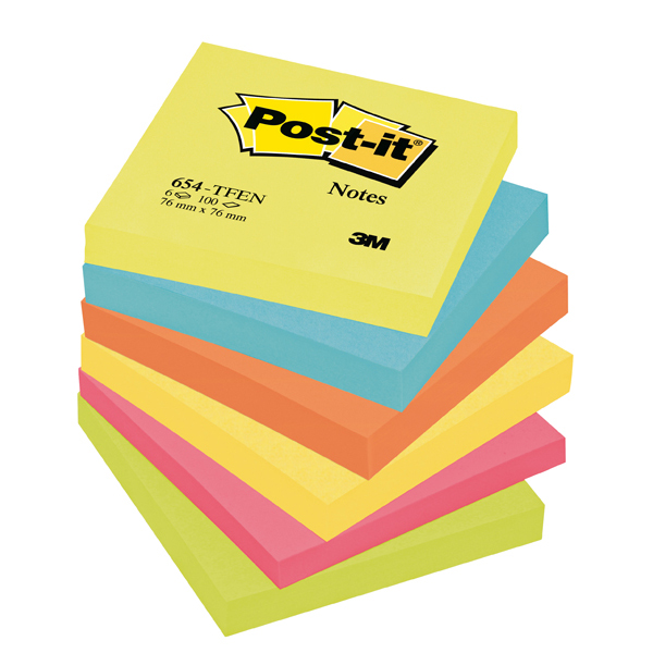 Blocco foglietti Colori Energy - colori assortiti - 76 x 76mm - 72gr - 100 fogli - Post it®