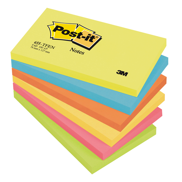 Blocco 100foglietti post-it® 76x127mm 655-tfen energy 72gr assortito