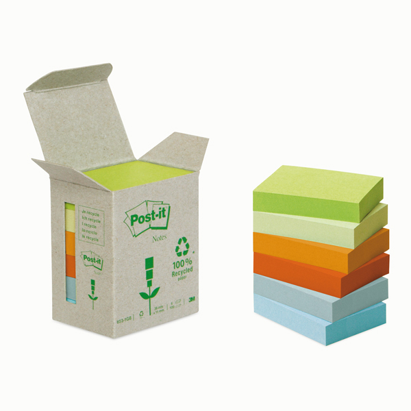 Blocco Post it® Z Notes Green - linea Natural - 38 x 51mm - 100 fogli - riciclabile 100% - Post it®