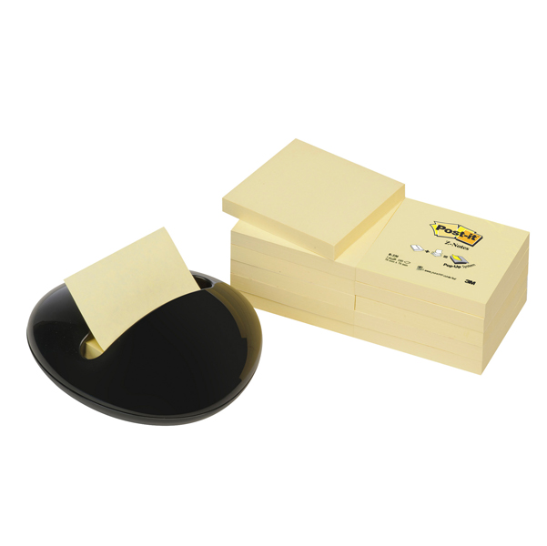 Dispenser stone nero+12 ricariche 100fg post-it®z-notes 76x76mm giallo canary